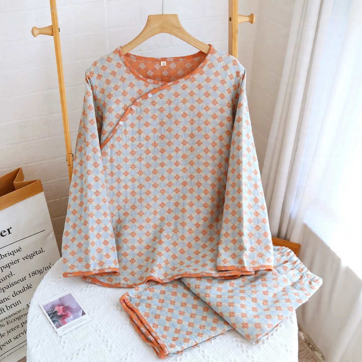 MICOACH 古風緹花雙層棉紗居家服B款