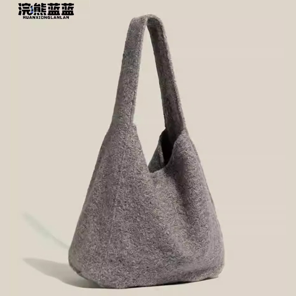 MICOACH 樂天爆款浣熊藍藍毛呢單肩包