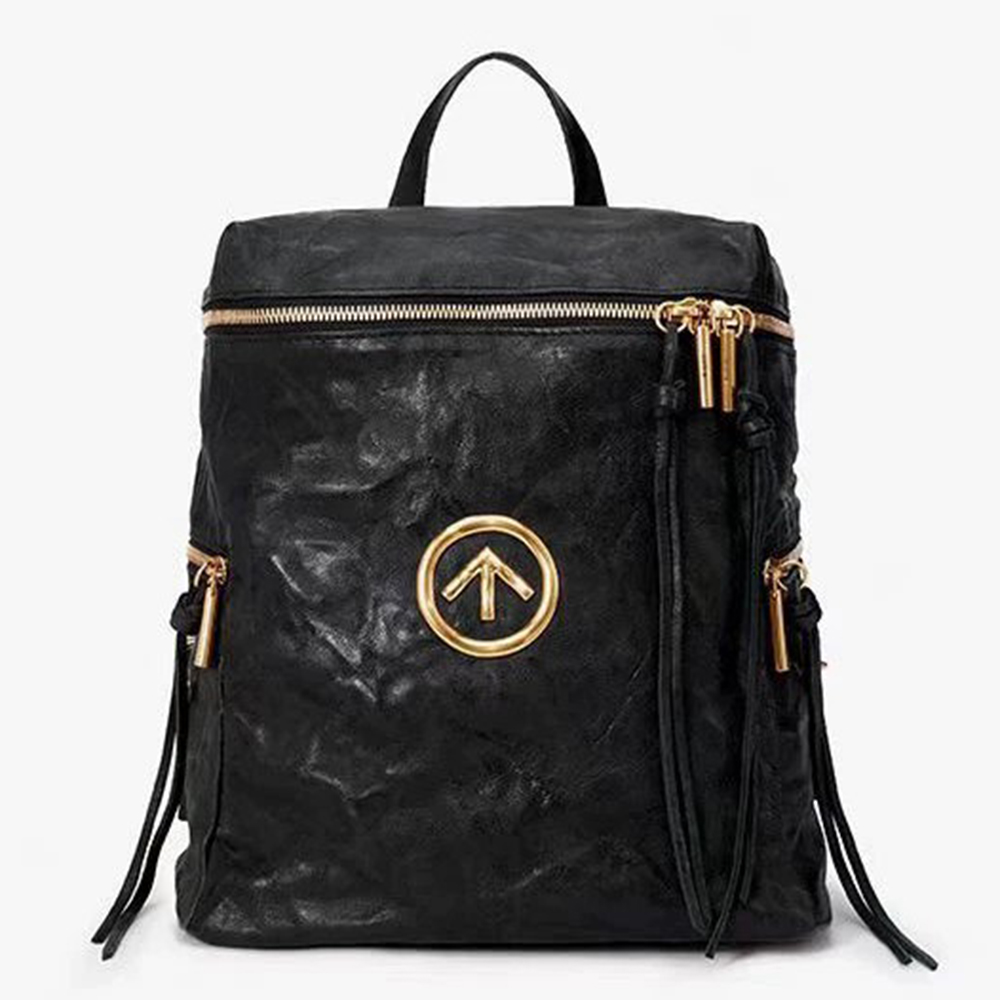 GROTTO個樂 個性主義皺摺黑石背包