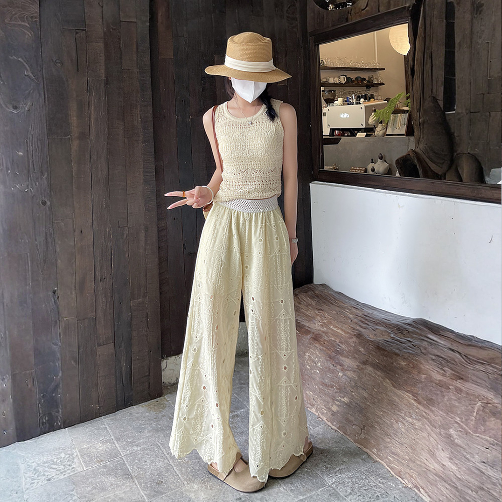 MICOACH 春夏微風刺繡寬褲