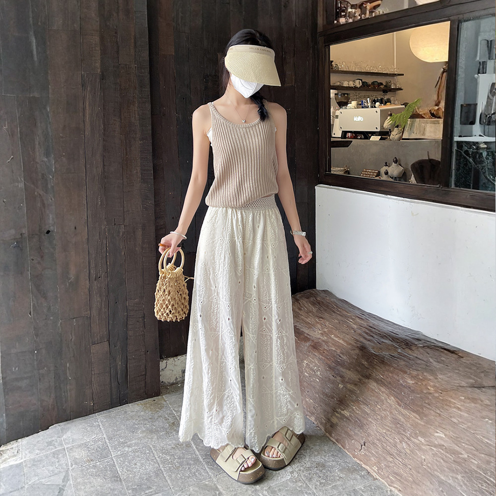 MICOACH 春夏微風刺繡寬褲