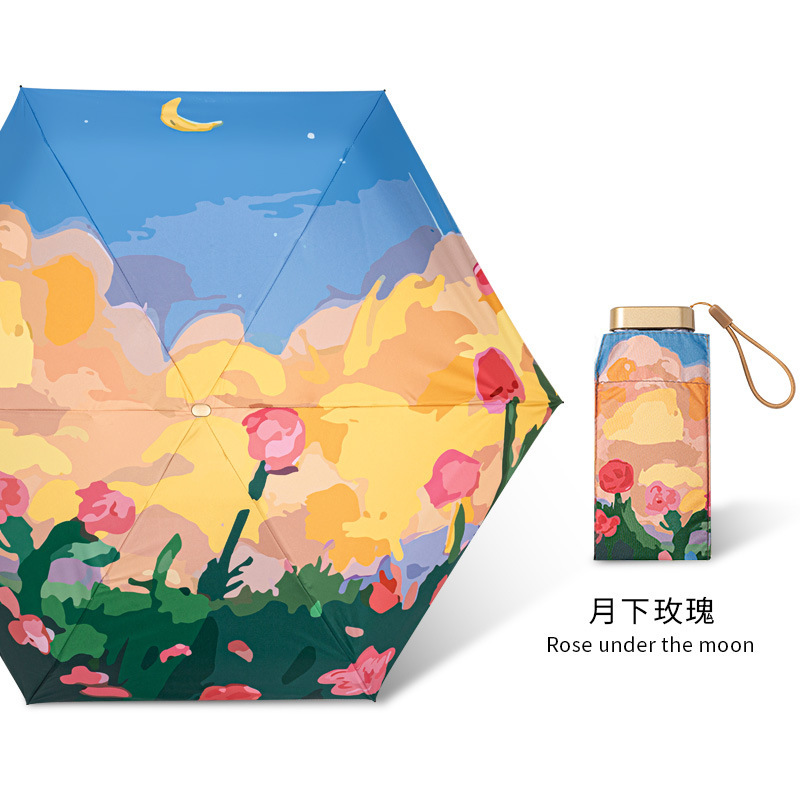 悅生活--GoTrip微旅行 古典油畫極輕六折抗紫外線晴雨傘