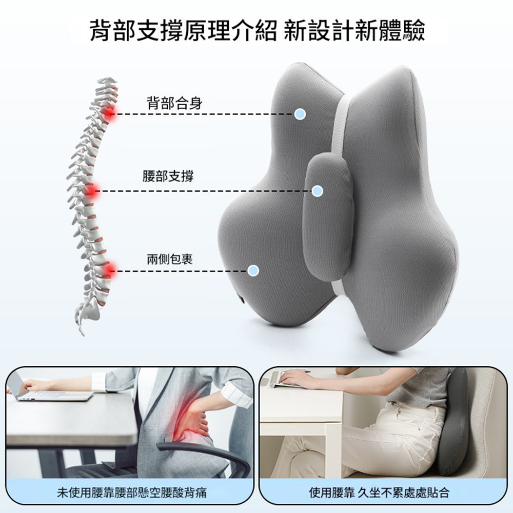 悅生活-Best buy 歐盟OEKO-TEK認證蝴蝶記憶強撐款護腰靠墊
