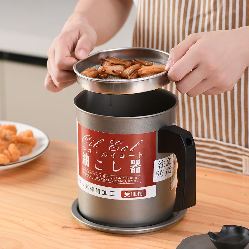 悅生活-Besty buy 304不鏽鋼日本廚師專用濾油壼1.4L