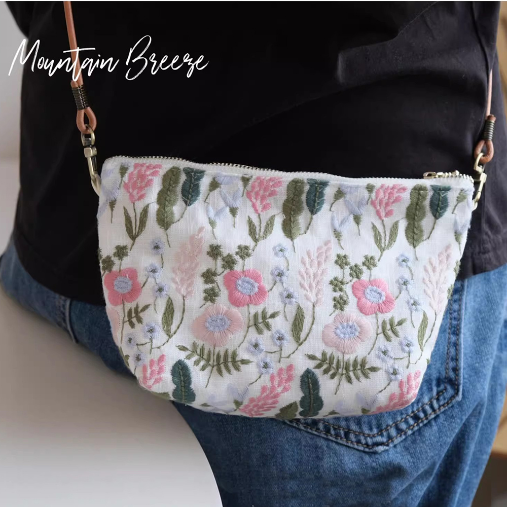 MICOACH 鳥語花香棉麻刺繡斜揹包