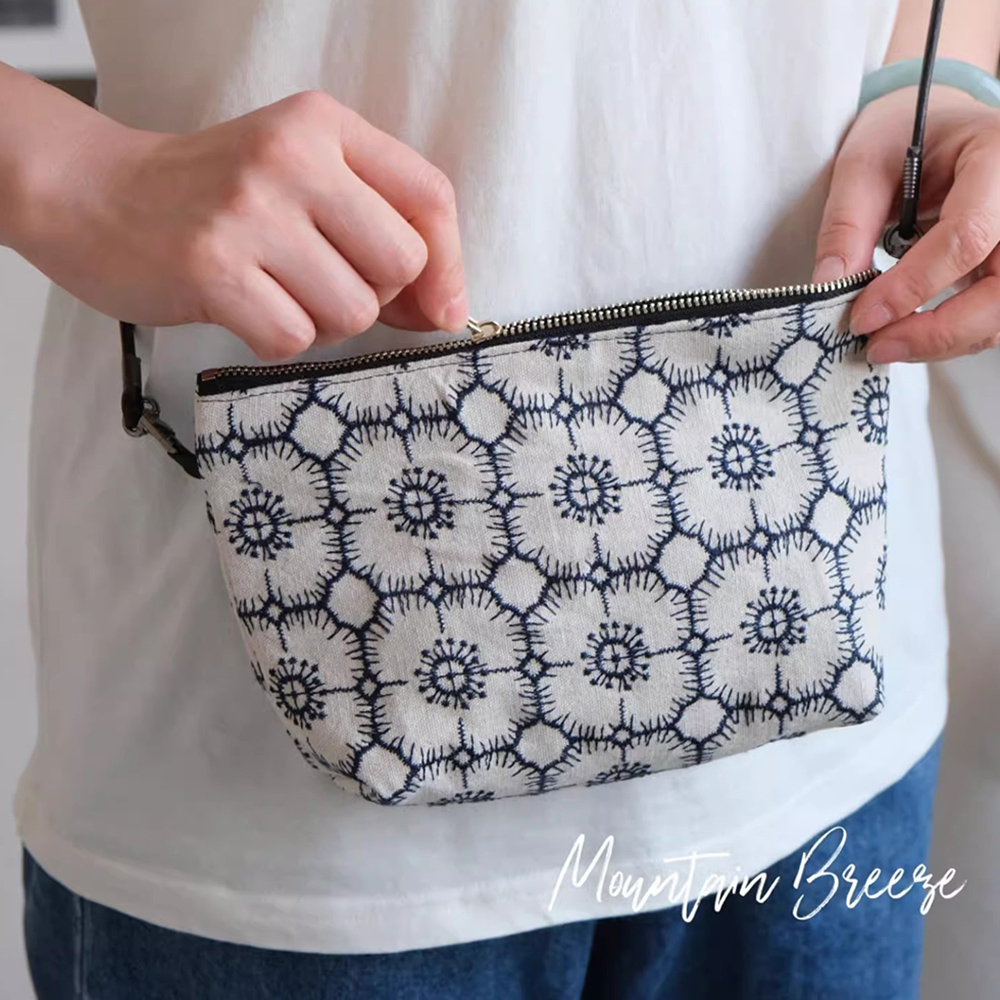 MICOACH 鳥語花香棉麻刺繡斜揹包