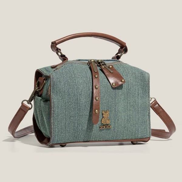 CHREES&KFLLH 復古小熊牛仔藍枕頭包