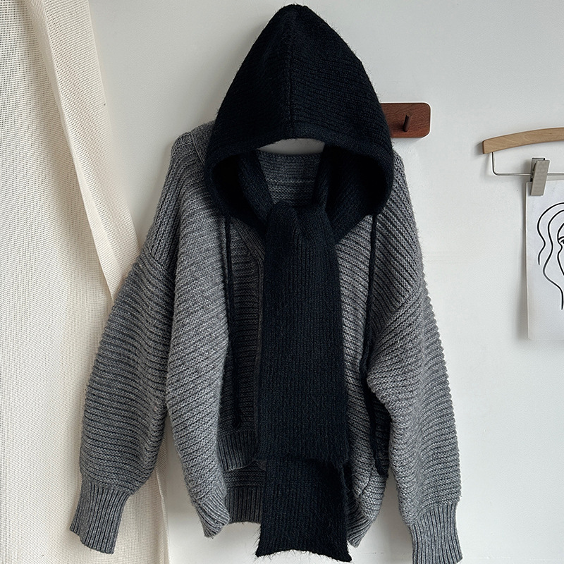 MICOACH 綁帶針織百搭法帽羊毛圍巾