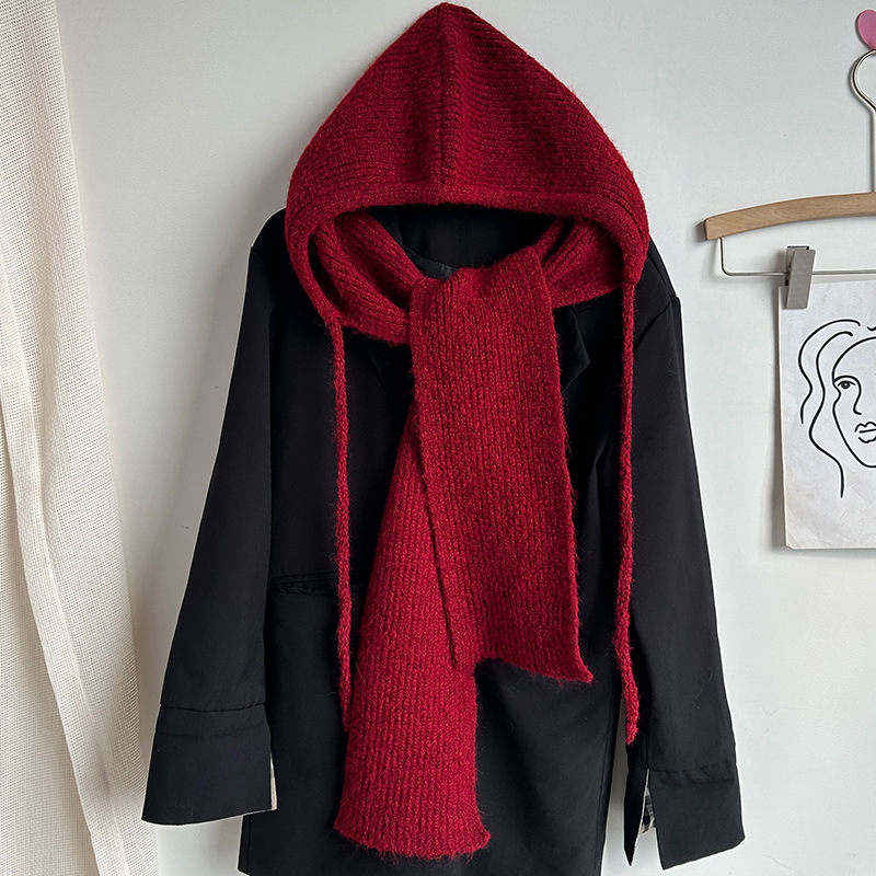 MICOACH 綁帶針織百搭法帽羊毛圍巾