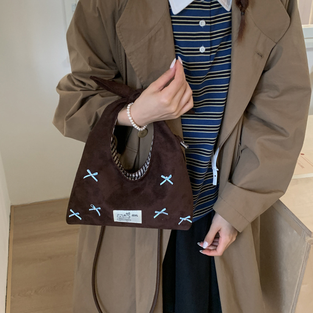 MICOACH 午後可可麂皮絨蝴蝶結包