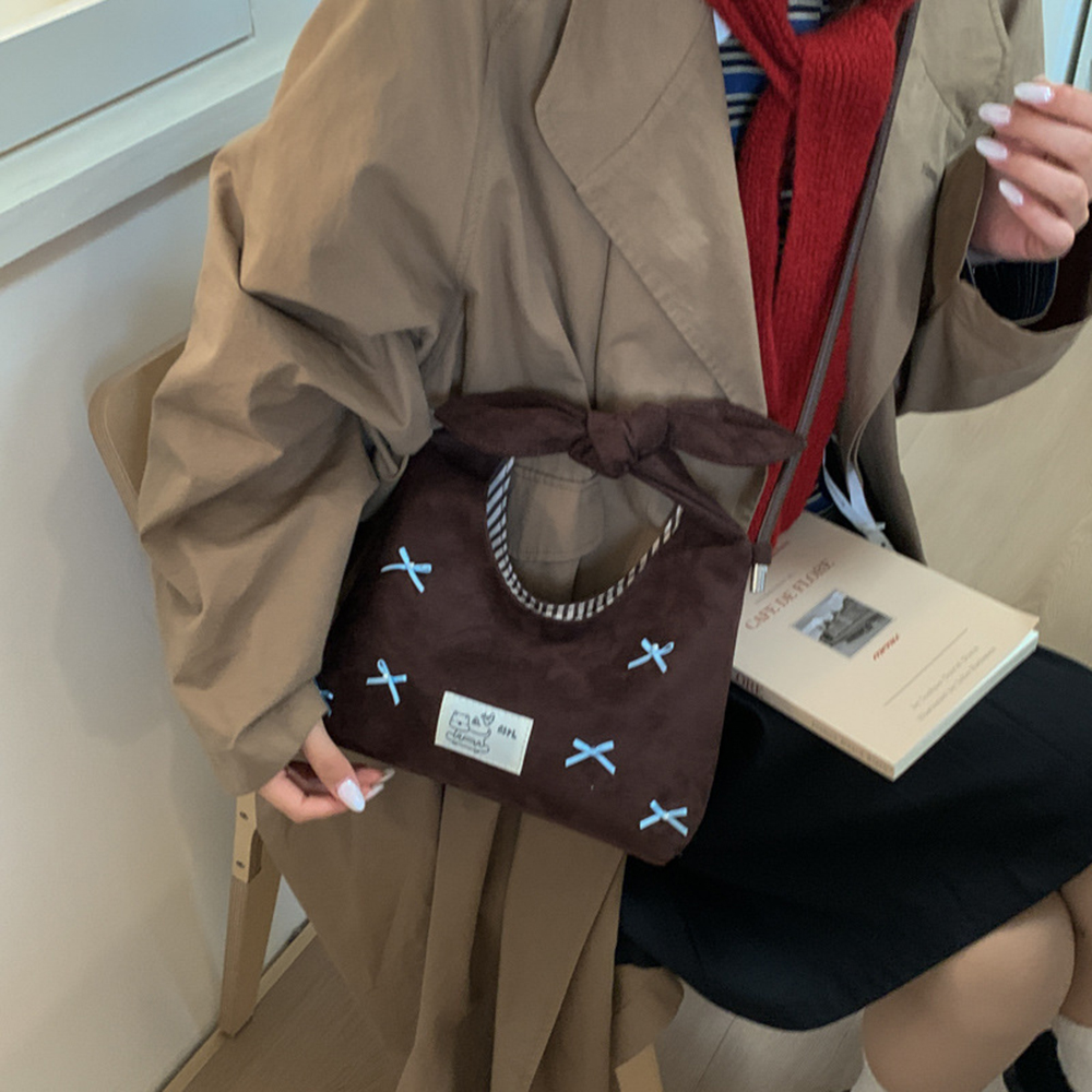 MICOACH 午後可可麂皮絨蝴蝶結包