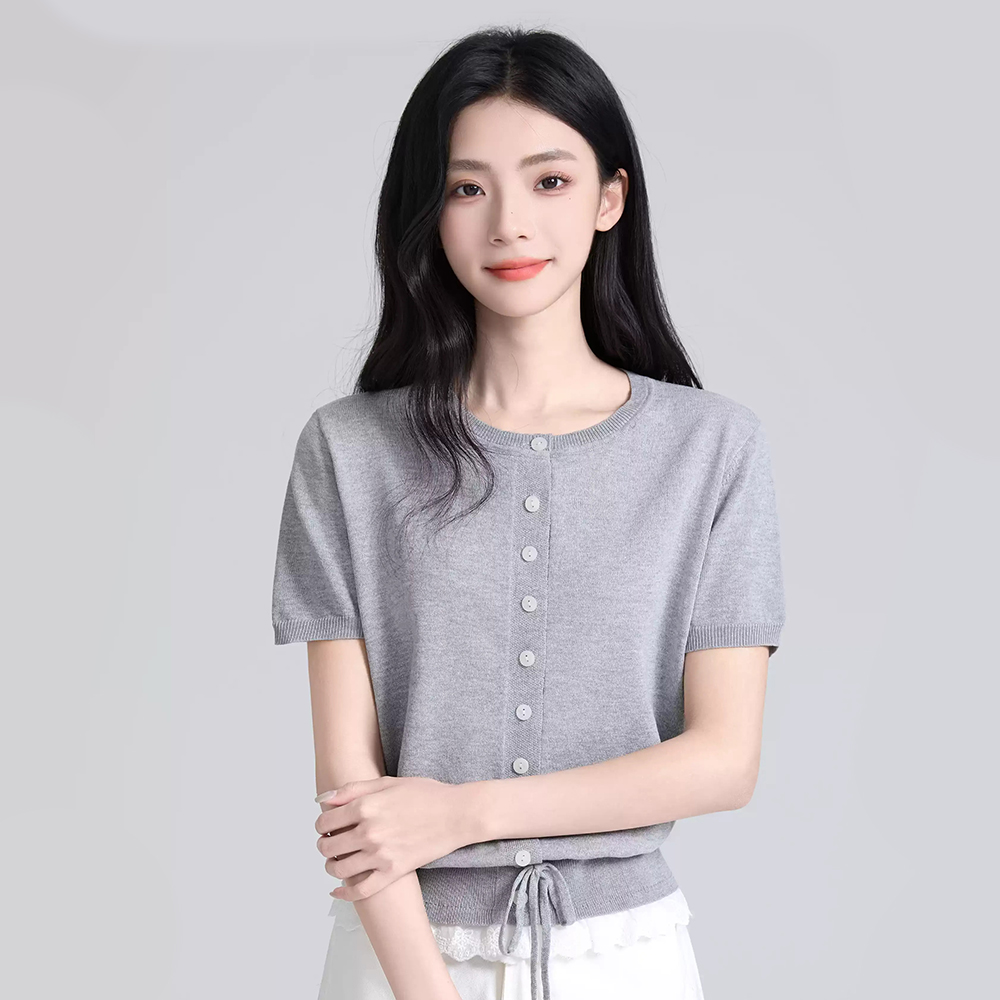 MICOACH 針織蕾絲收腰上衣