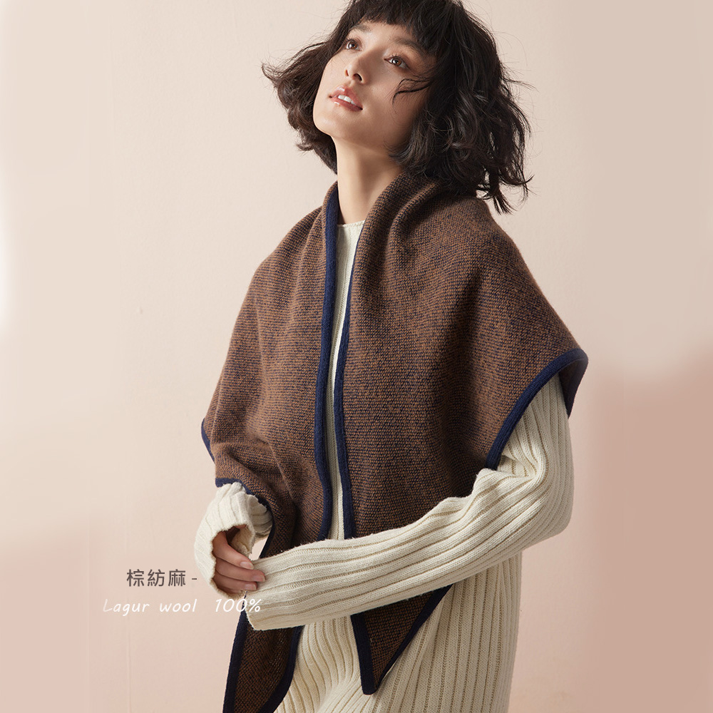 MICOACH 英國王室風100%頂級美麗諾羊毛三角披肩