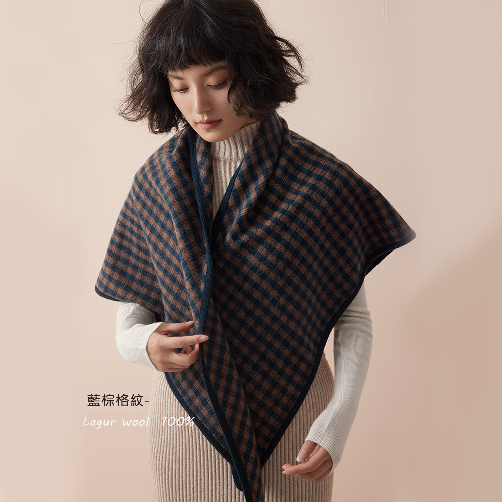 MICOACH 英國王室風100%頂級美麗諾羊毛三角披肩