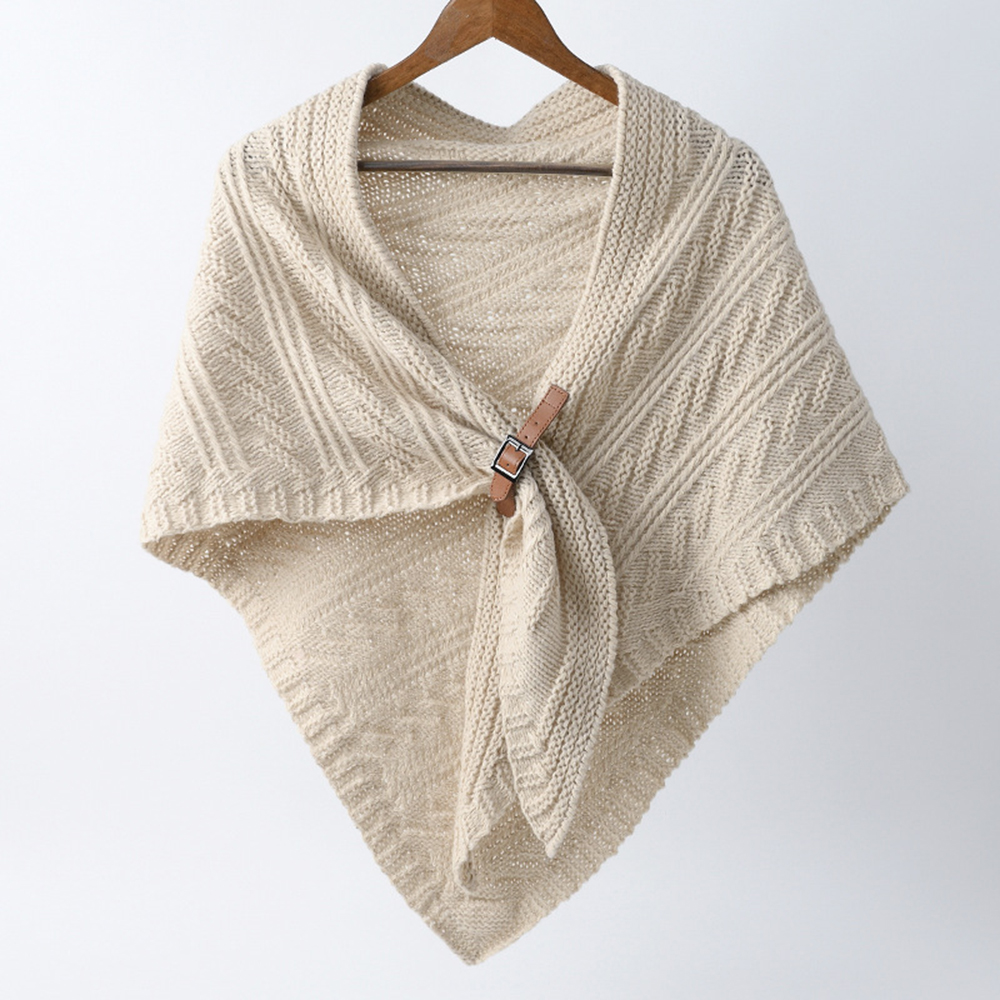 MICOACH 英國貴族針織皮扣披肩