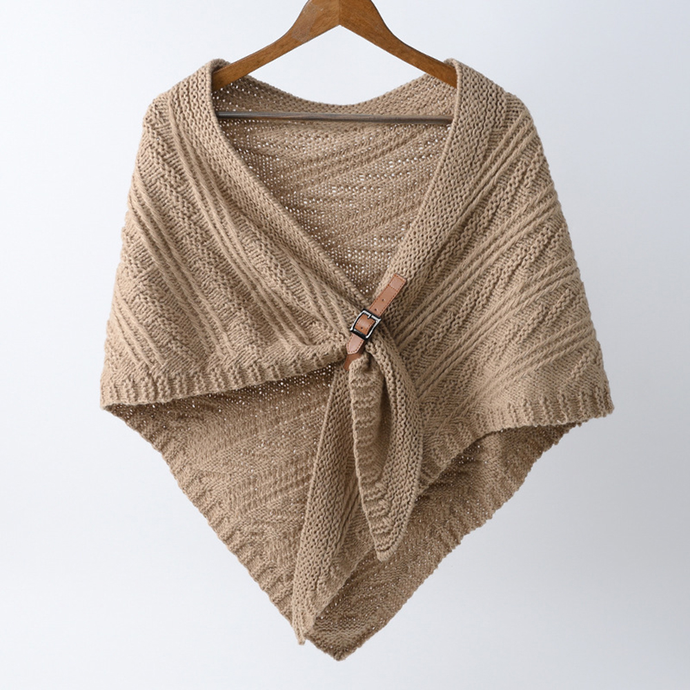 MICOACH 英國貴族針織皮扣披肩