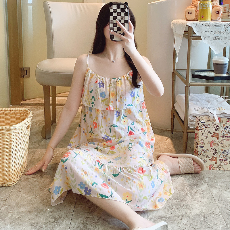 悅生活--Best buy 少女系無袖防凸點冰絲睡裙