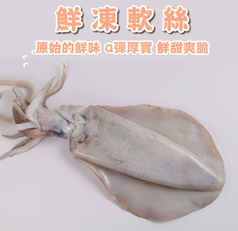 悅生活--鮮市集 3A級當季野生船凍軟絲 200g-300g/隻 4包組